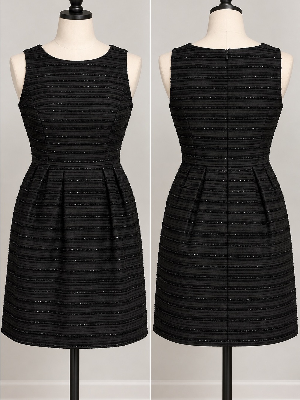 Cynthia Rowley Black Textured Sleeveless Fit-and-Flare Dress